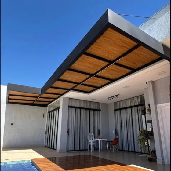 Cobertura de Telha Forro Amadeirado em Americana SP — Cobertura com calha lateral para escoamento