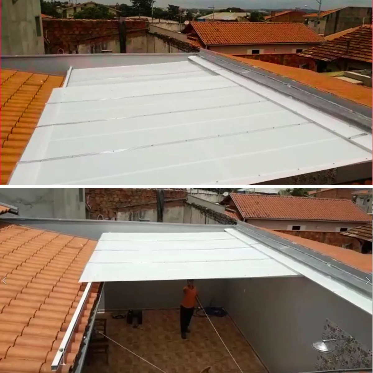 Cobertura Retrátil Policarbonato/Telha/Vidro em Americana SP — Instalação em área gourmet com churrasqueira