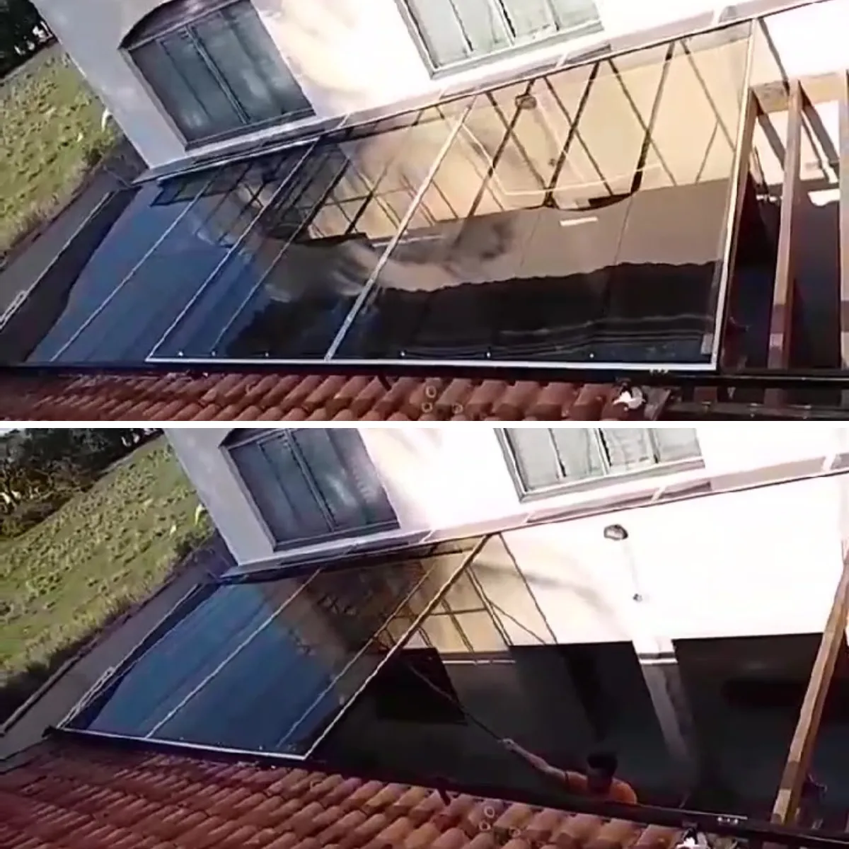 Cobertura Retrátil Policarbonato/Telha/Vidro em Americana SP — Cobertura em quintal residencial coberto